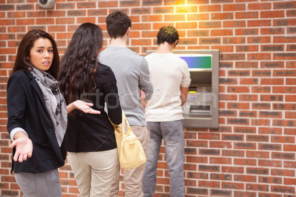 Sabırsız kadın ATM para teknoloji hizmet Stok fotoğraf © wavebreak_media