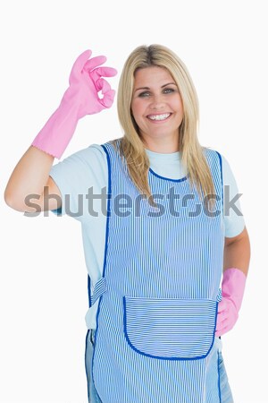 Souriant propre rose gants blanche [[stock_photo]] © wavebreak_media