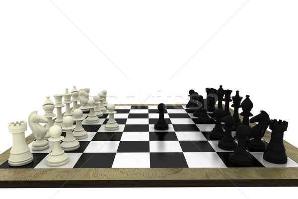 Black and white chess pieces on board Stock photo © wavebreak_media