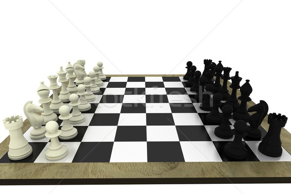 Black and white chess pieces on board Stock photo © wavebreak_media