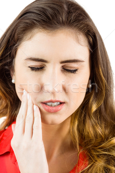 довольно брюнетка зубная боль белый здоровья красный Сток-фото © wavebreak_media