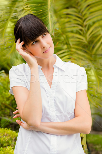 Pretty woman thoughtful looking away before spa day Stock photo © wavebreak_media