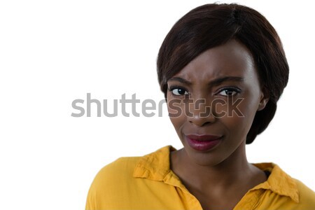 Közelkép portré zavart nő fehér divat Stock fotó © wavebreak_media