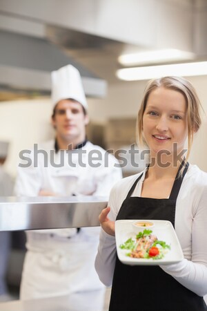 Chef presenting his food plates Stock photo © wavebreak_media