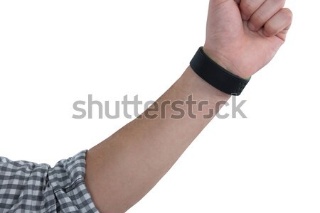 Férfi visel fitnessz zenekar kéz képernyő Stock fotó © wavebreak_media