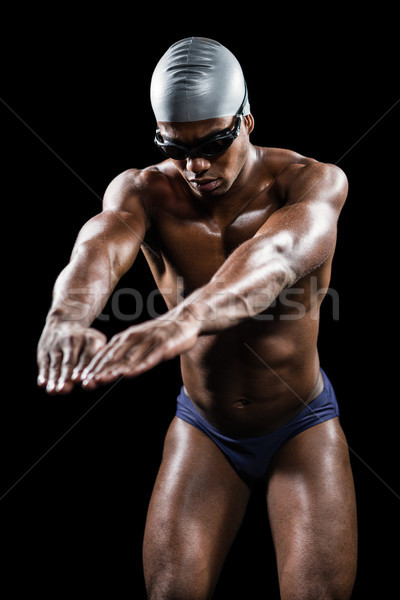 Pronto mergulho preto nadar masculino Foto stock © wavebreak_media