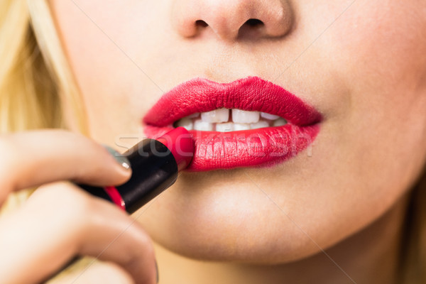 Bella donna rossetto rosso labbra nero primo piano Foto d'archivio © wavebreak_media