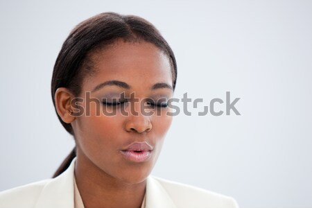 Portrait pensive femme d'affaires blanche espace exécutif Photo stock © wavebreak_media