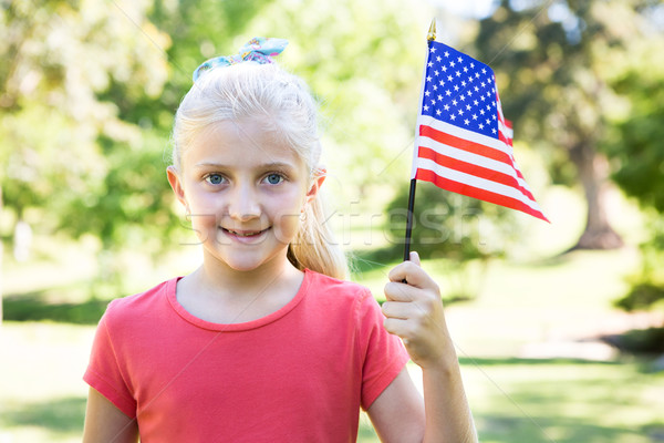 [[stock_photo]]: Petite · fille · drapeau · américain · fille · enfant