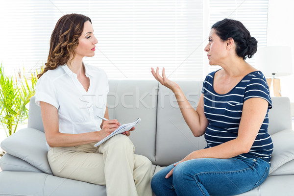 Lehangolt nő beszél terapeuta fehér ír Stock fotó © wavebreak_media