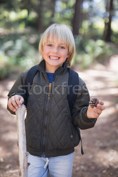 улыбаясь мало мальчика соснового конус Сток-фото © wavebreak_media