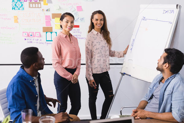 Gens d'affaires travail bureau jeunes portable bleu [[stock_photo]] © wavebreak_media