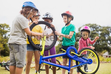 Trainer instructing kids while exercising in the boot camp Stock photo © wavebreak_media