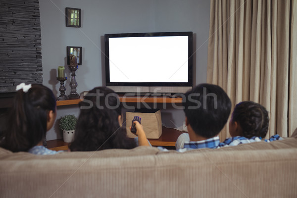 家庭 看電視 一起 客廳 家 孩子 商業照片 © wavebreak_media