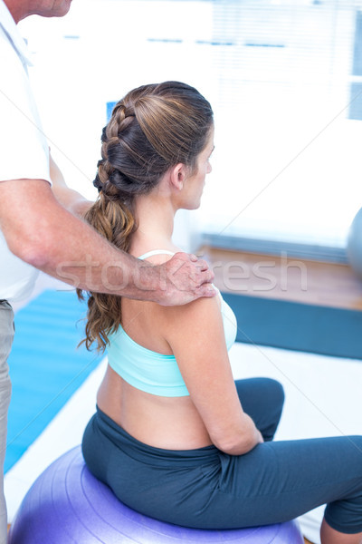 Stockfoto: Zwangere · vrouw · ontspannen · massage · gymnasium