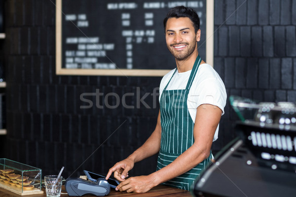 Dość barista kasa kawiarnia działalności serwera Zdjęcia stock © wavebreak_media