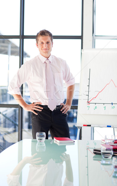 Stock photo: Confident businessman giving a presentation