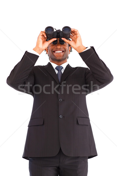 笑みを浮かべて ビジネスマン 双眼鏡 白 ビジネス 将来 ストックフォト © wavebreak_media