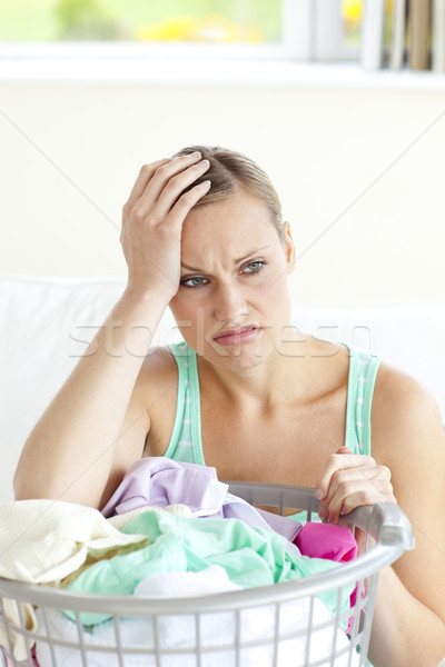 Depressiv Wäsche home Kleidung weiblichen Stock foto © wavebreak_media