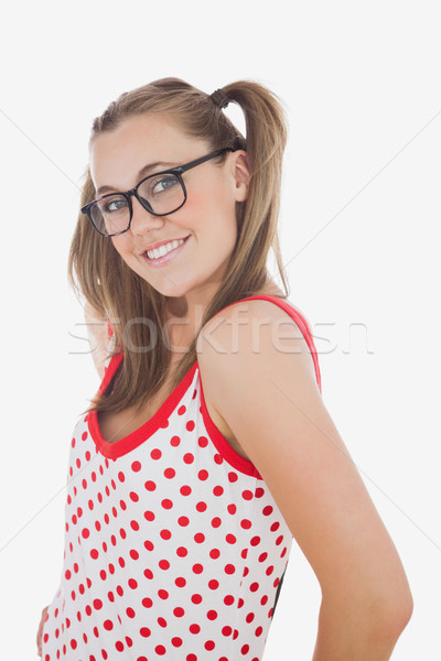 Heureux jeune femme portrait posant blanche beauté [[stock_photo]] © wavebreak_media