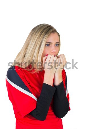 Nerveus voetbal fan Rood witte voetbal Stockfoto © wavebreak_media