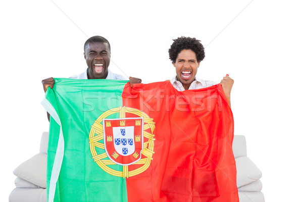 Extatic Portugalia fani şedinţei canapea pavilion Imagine de stoc © wavebreak_media