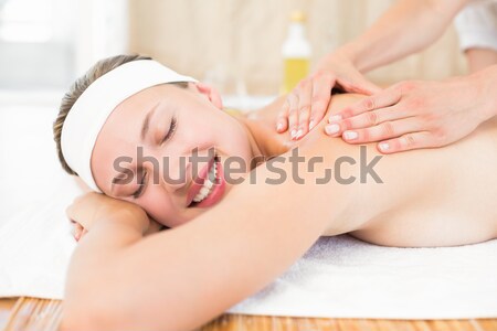 Foto stock: Atraente · mulher · jovem · ombro · massagem · estância · termal