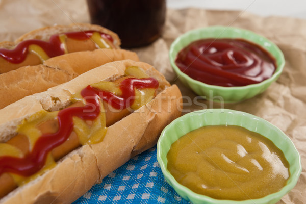 Hot dog Packpapier Platte Fleisch Urlaub Stock foto © wavebreak_media