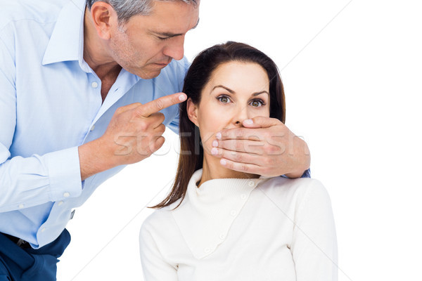 Férfi száj fehér nő női félelem Stock fotó © wavebreak_media