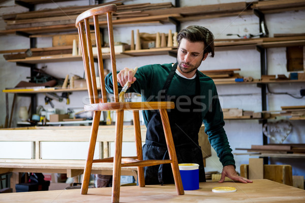 Stockfoto: Timmerman · werken · stoffig · workshop · man · stoel