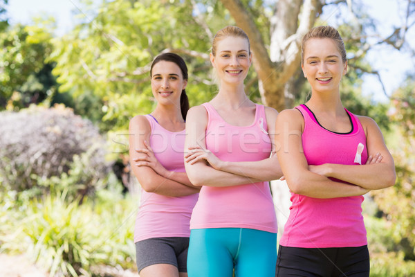 Foto stock: Retrato · jóvenes · atleta · mujeres · pie · parque