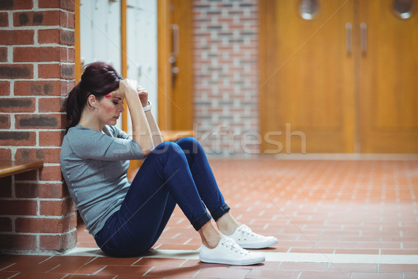 Hangsúlyos érett diák ül szekrényes öltöző főiskola Stock fotó © wavebreak_media