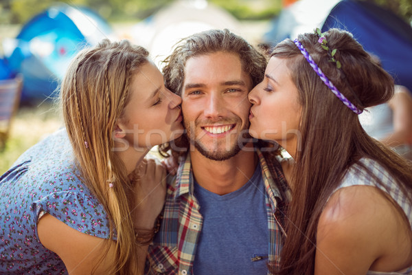 Handsome hipster is a hit with the ladies Stock photo © wavebreak_media