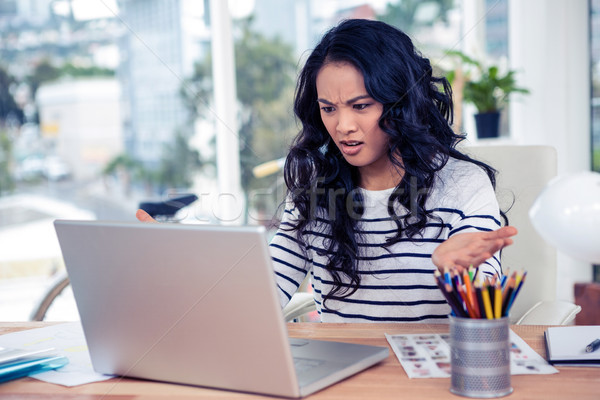 Stockfoto: Asian · vrouw · naar · laptop · kantoor · business