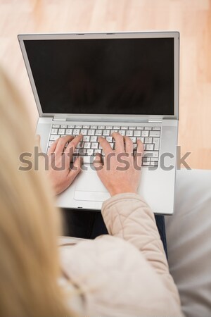 Kellnerin mit Laptop Kaffeehaus Frau Internet Holz Stock foto © wavebreak_media