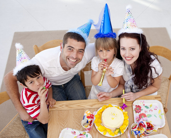 High angle of happy family celebrating a birthday Stock photo © wavebreak_media