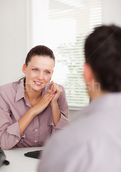 Kobieta interesu mówić człowiek biuro spotkanie pracy Zdjęcia stock © wavebreak_media