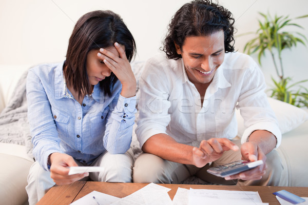 Foto stock: Sala · de · estar · dinheiro · financiar · banco