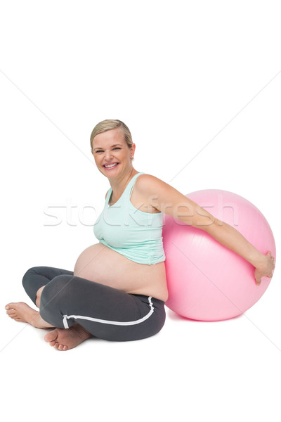 Mutlu hamile kadın pembe egzersiz top Stok fotoğraf © wavebreak_media