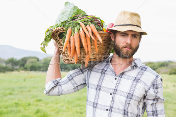 красивый фермер корзины человека Сток-фото © wavebreak_media