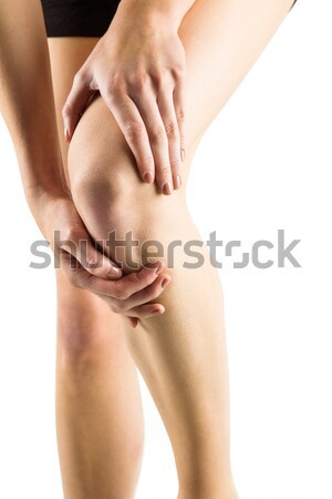Foto stock: Mulher · joelho · ferimento · branco · corpo · dor