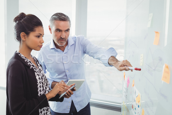 Colleagues discussing over sticky note Stock photo © wavebreak_media
