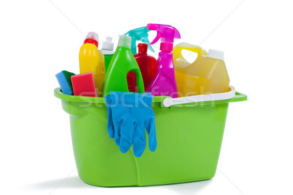 Various household cleaning supplies in a bucket Stock photo © wavebreak_media