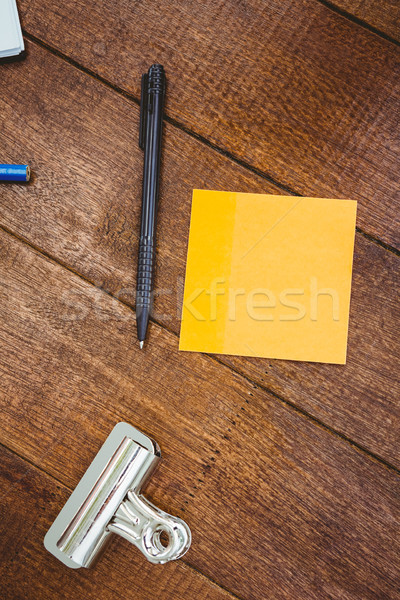 Stock foto: Ansicht · Stift · post · it · Holz · Schreibtisch