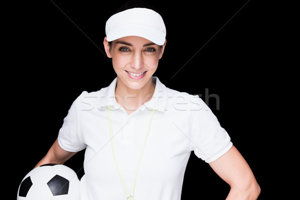 Homme athlète ballon noir corps [[stock_photo]] © wavebreak_media