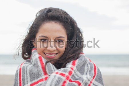 Foto stock: Retrato · feliz · mulher · praia · amor · natureza