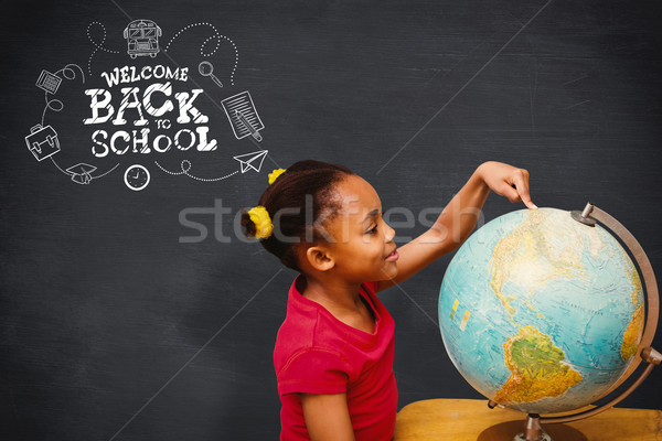 Stockfoto: Afbeelding · gelukkig · wereldbol · meisje · school