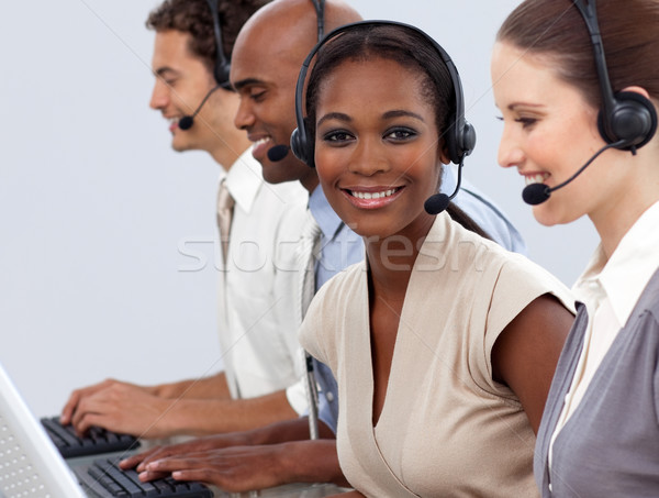 Afaceri diversitate call center setul cu cască Imagine de stoc © wavebreak_media