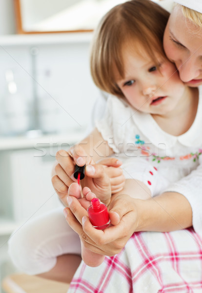 Moeder spelen verwonderd dochter badkamer vrouw Stockfoto © wavebreak_media