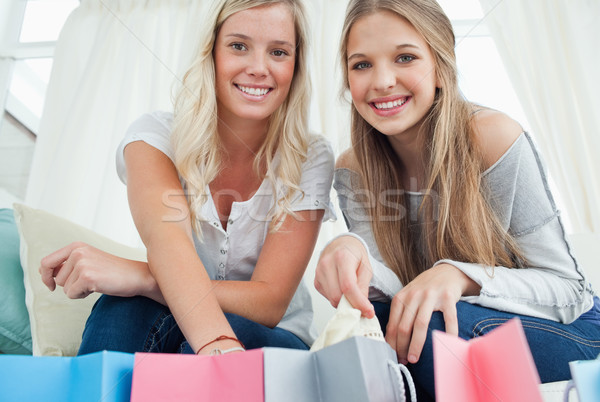 Girls with bags of shopping as they smile and look at the camera  Stock photo © wavebreak_media